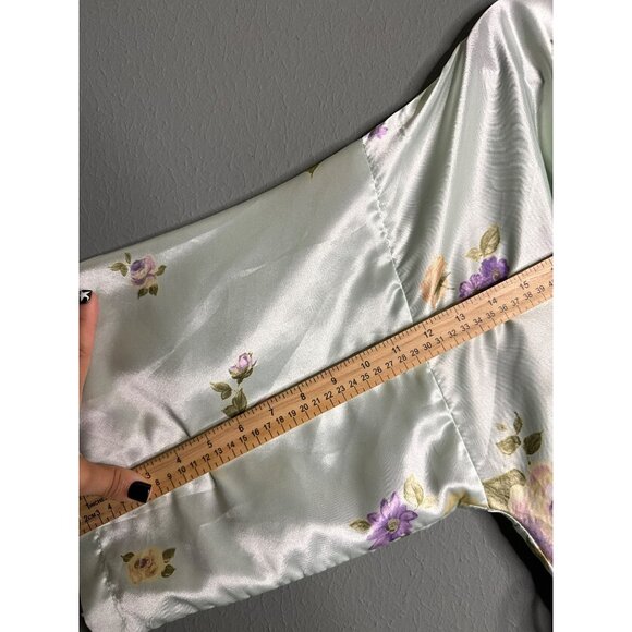 VTG California Dynasty Floral Satin Silky Knee Length Kimono Robe - Picture 5 of 7